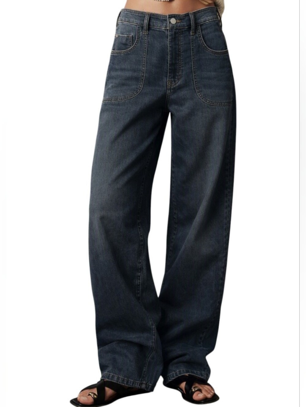 Anthropologie Pilcro The Jenna Mid-Rise Cotton Adjustable Waist Relaxed Jeans XL - Picture 3 of 9